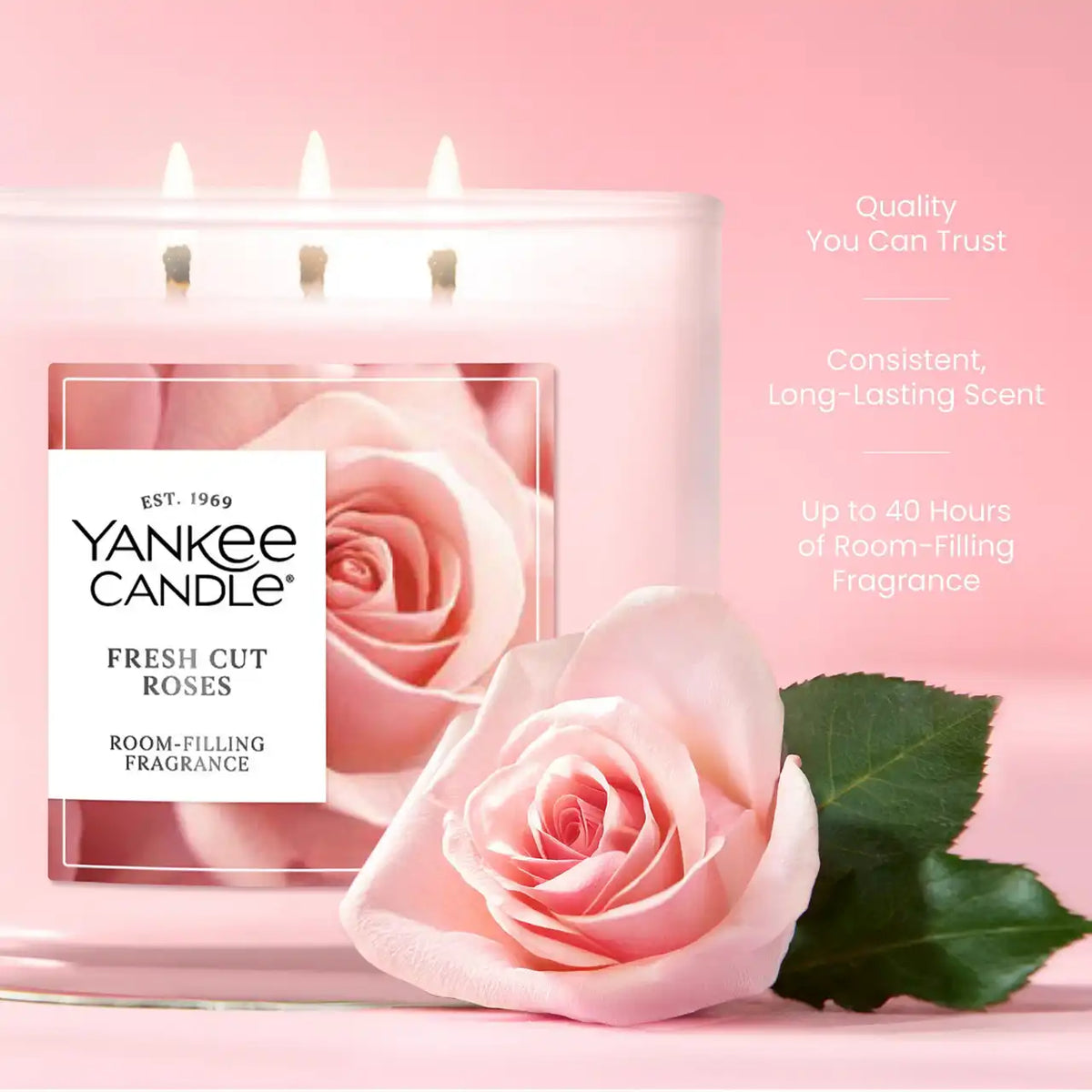 Fresh Cut Roses 3-Wick Candles